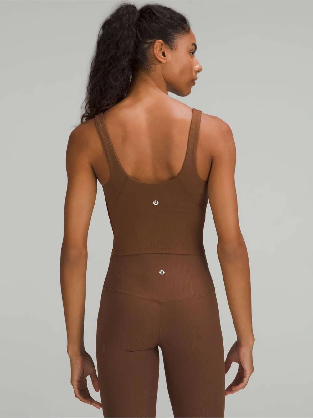 Lululemon brown ribbed align tank and leggings set